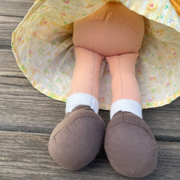 HOPSCOTCH RAG DOLL SOFT BABY DOLL YELLOW PIG TAILS YELLOW DRESS RED ACCENTS - Picture 5 of 8